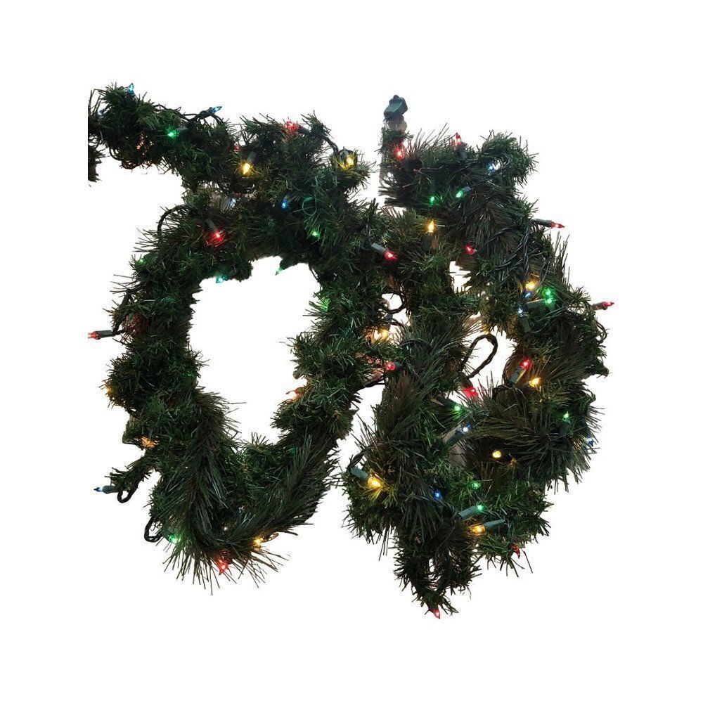 Vintage Garland Pine Multicolor Holiday Christmas Decor 8 feet